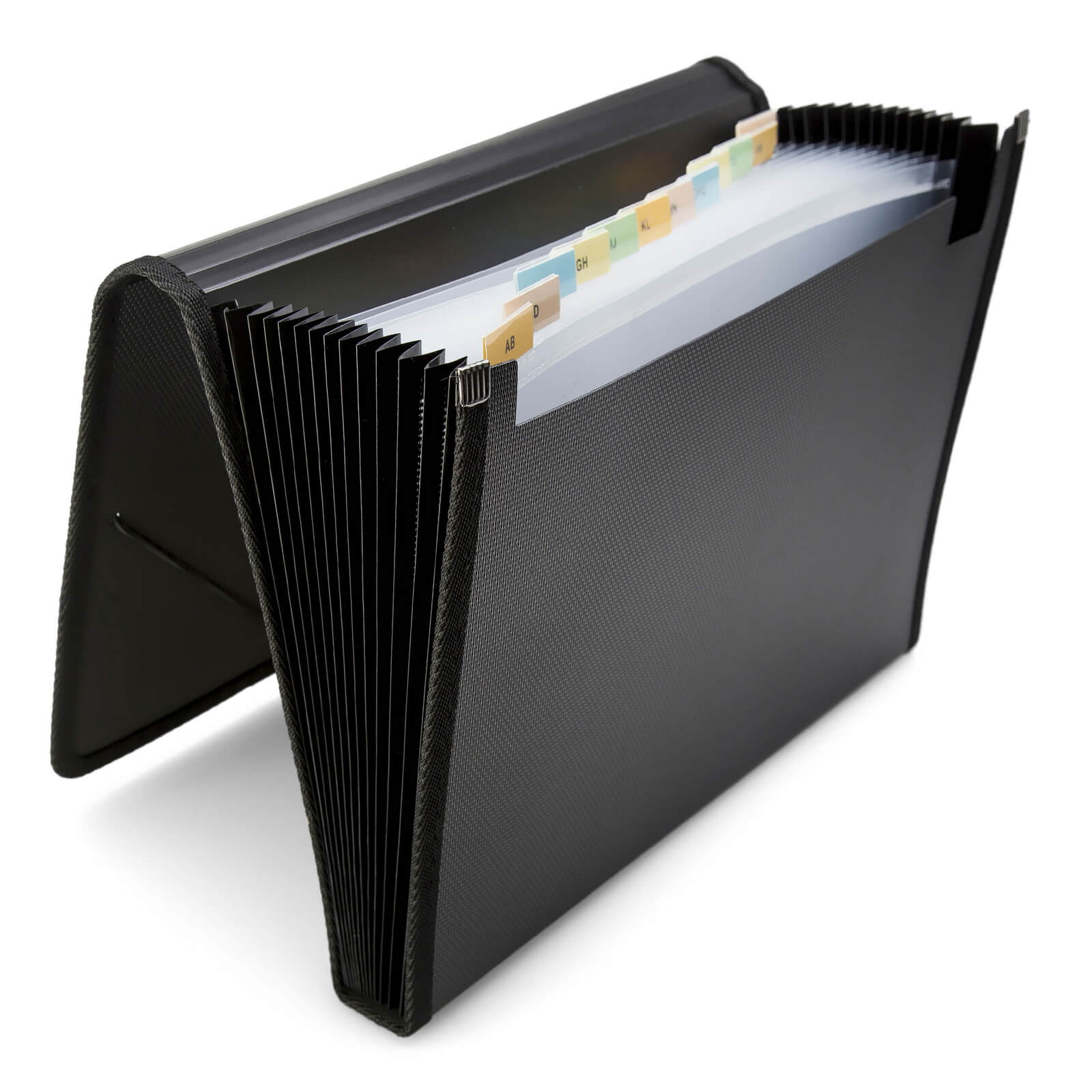 Office Point Fächermappe, Ordnungsmappe in Schwarz mit 12 farbigen Taben.